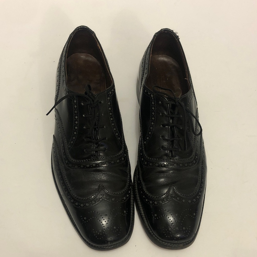 Dack’s 9 Shoe Black Leather Wingtip Lace-up Excellent Vintage